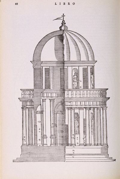 Elevation and Cross Section of the Temple of Jupiter Stator, illustration from a facsimile copy of 